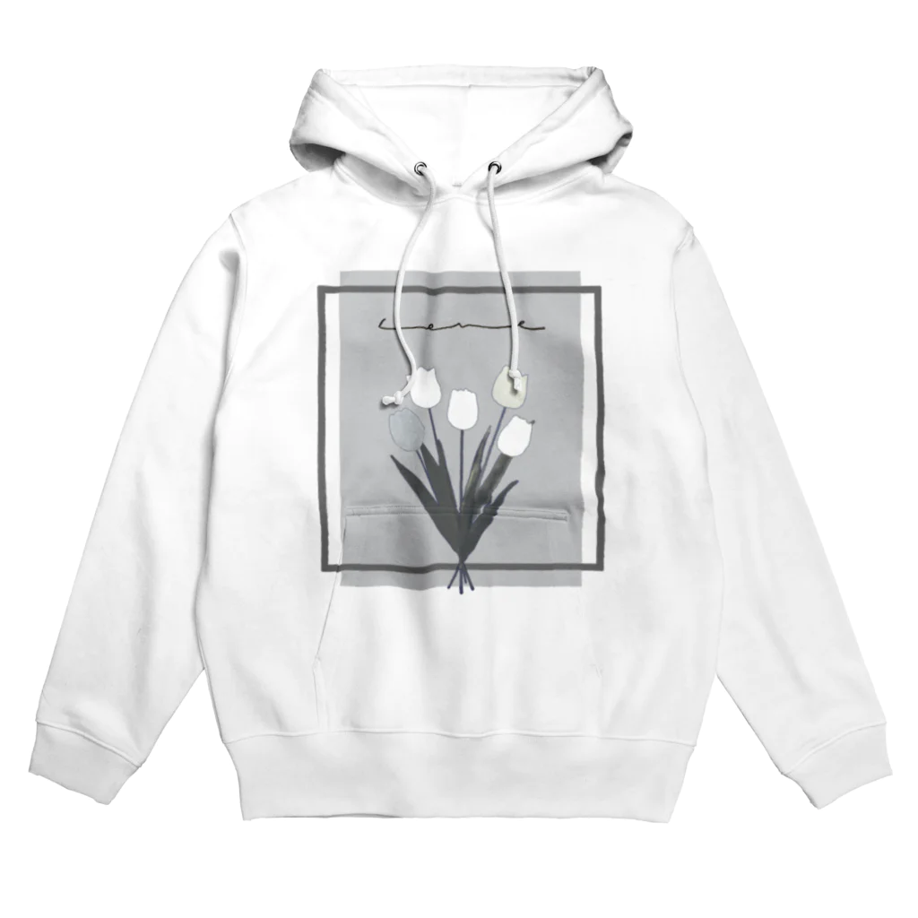 rilybiiのgrayish color × white × charcoal ×  tulip bouquet Hoodie