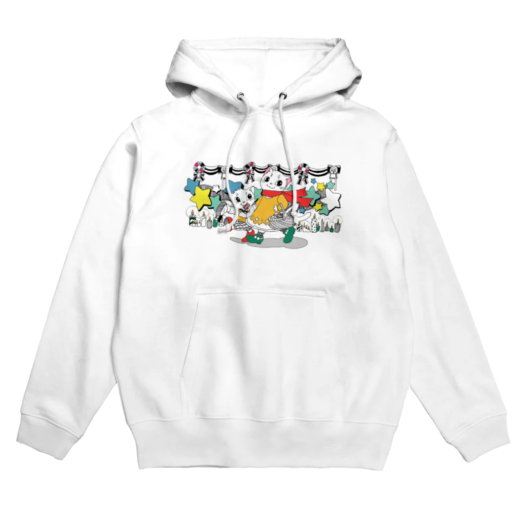 ねこぬりえの12月を待つクリスマスねこ Hoodie