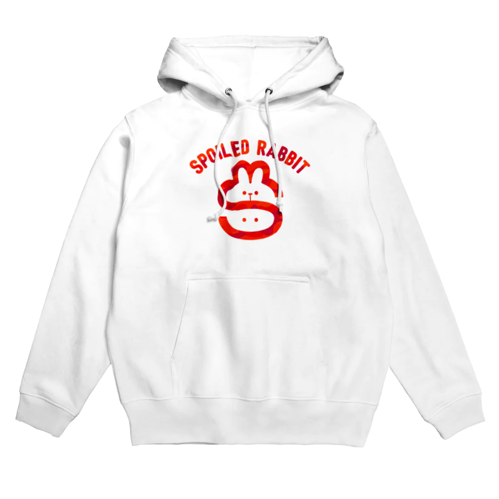 AKIRAMBOWのSpoiled Rabbit & Smile Person - RED / あまえんぼうさちゃんとあのひと - レッド Hoodie