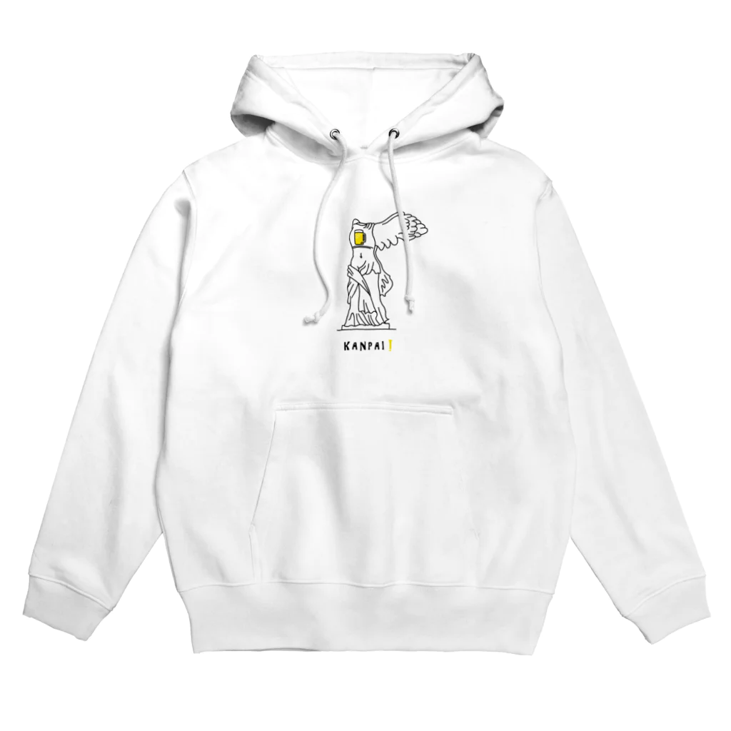 ビールとアート TM-3 Designの彫刻 × BEER（サモトラケのニケ）黒線画 Hoodie