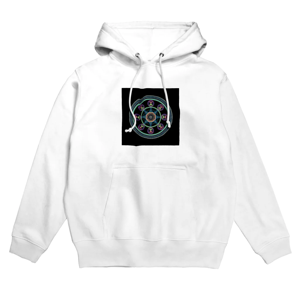 点描曼荼羅グッズのMandala#1(四角) Hoodie