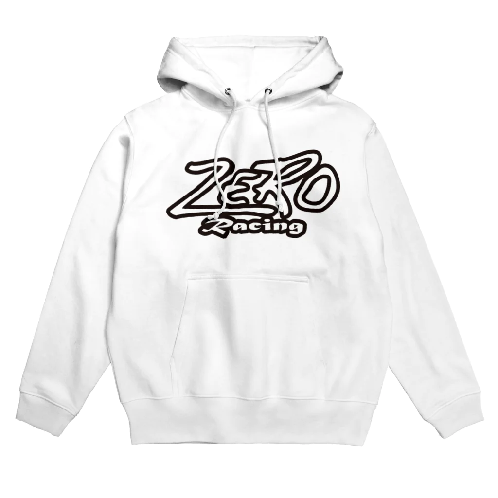 ゼロレーシングショップのZEROロゴ白ロゴ黒縁 Hoodie