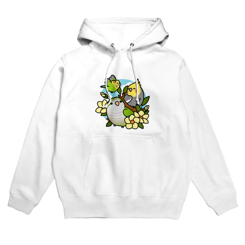 Cody the Lovebirdの仲良しインコ　セキセイインコ、オカメインコ、オキナインコ Chubby Bird Hoodie