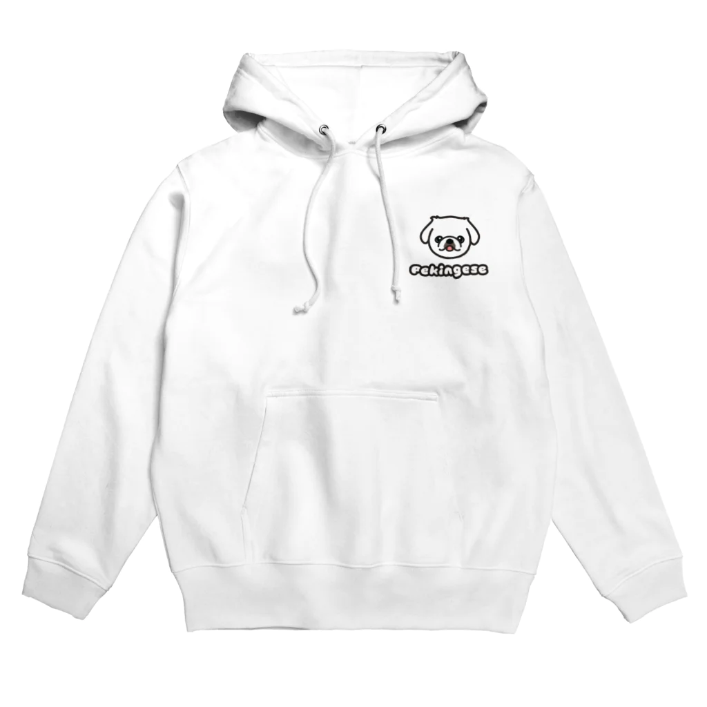 ペキニーズくらぶ（SUZURI支店）のペキニーズ・ホワイト（サマーカット）（顔だけ） Hoodie