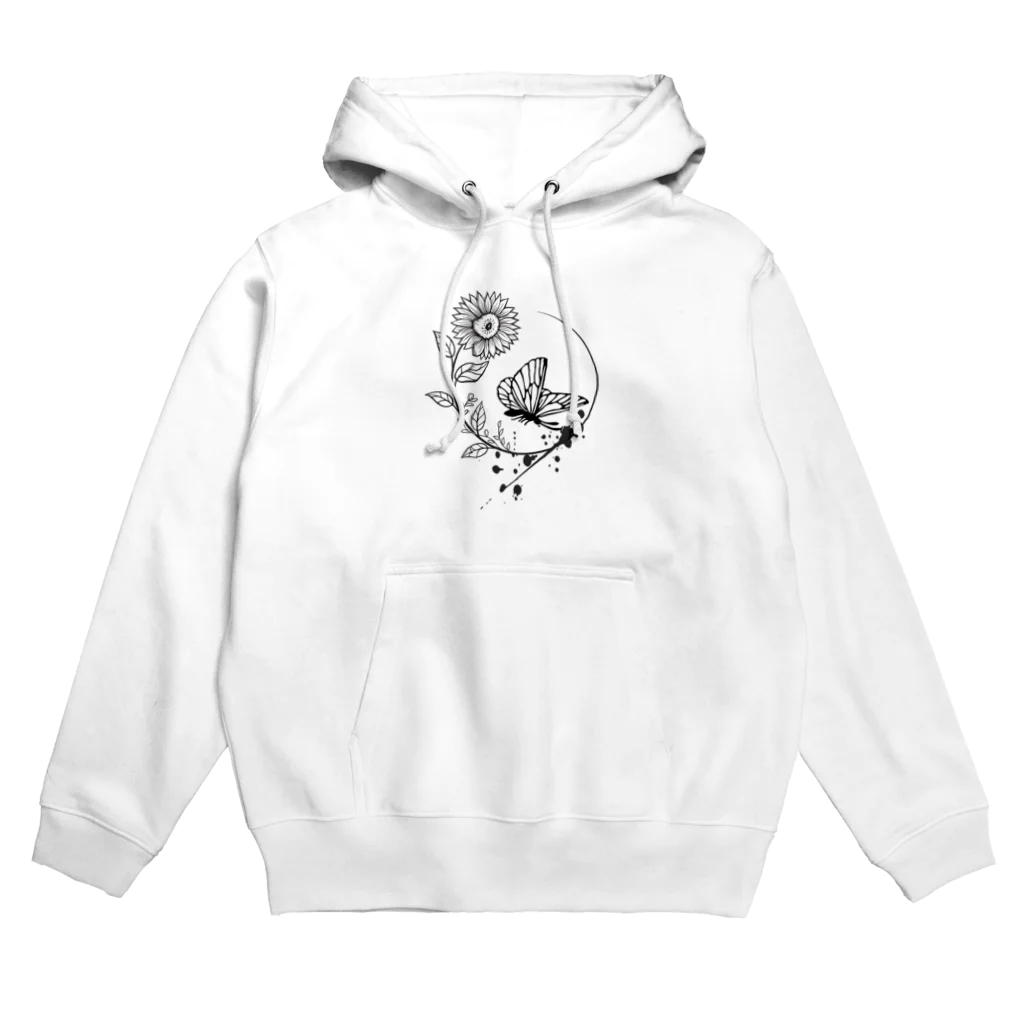 るいさんちの蝶　ひまわり　白黒 Hoodie