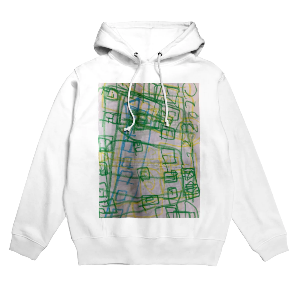 なすこのクレヨンエレベーター、緑と黄色 Hoodie