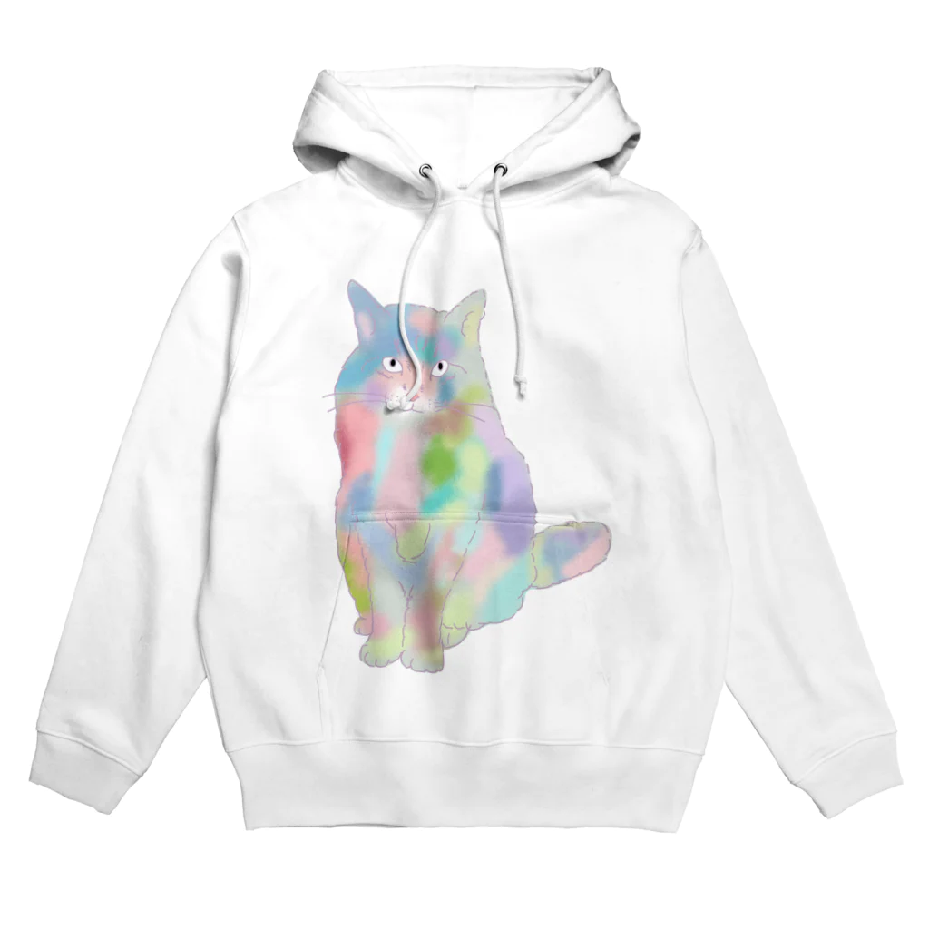 小鳥と映画館のユニコーンカラーの猫 Hoodie