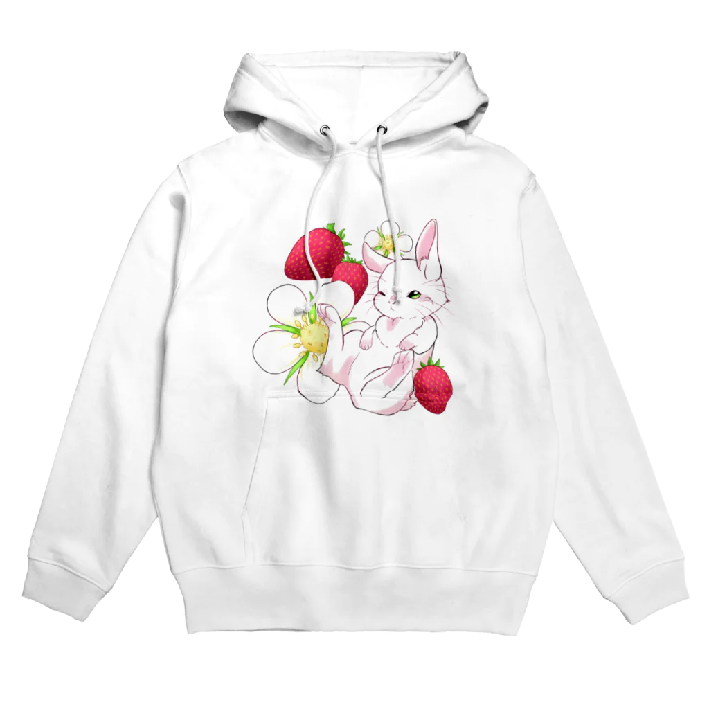 みけ（Mike）のうさぎとイチゴ Hoodie