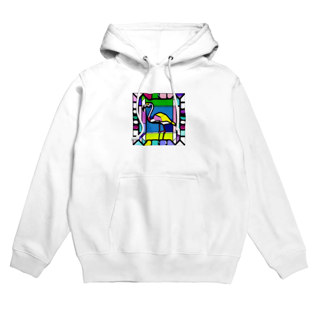 Ikujipappaのステンドグラスフラミンゴ Hoodie