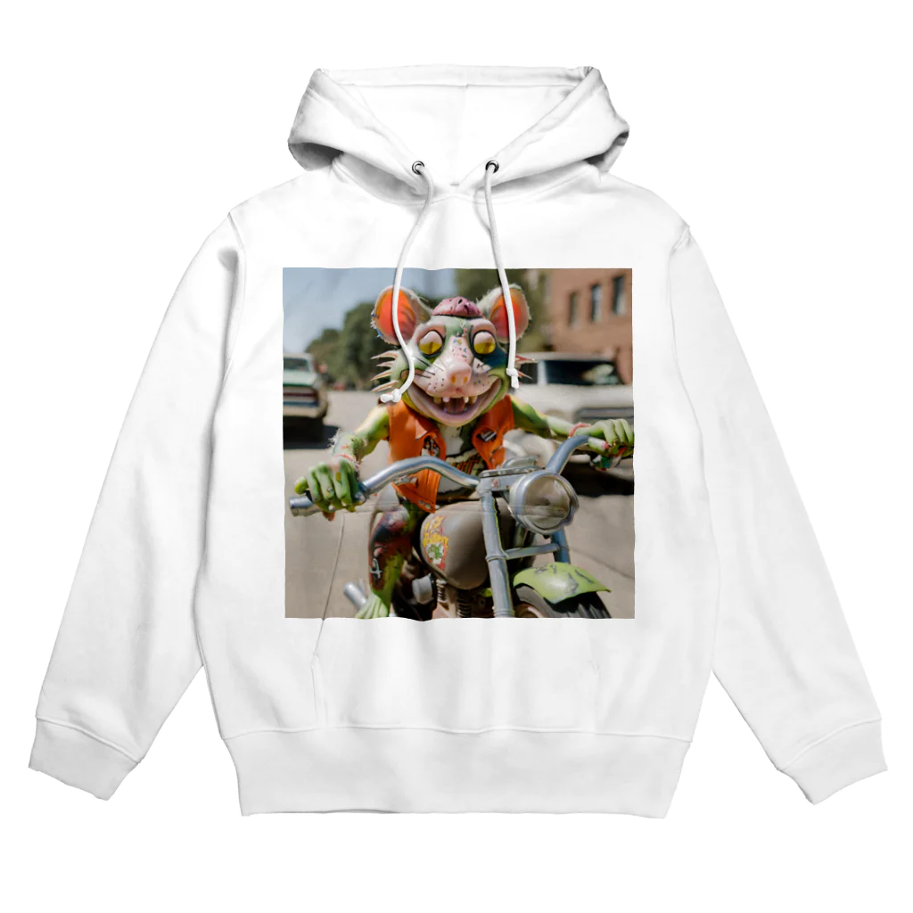 kuri_AMERICANのバイクに乗ったラットフィンク Hoodie