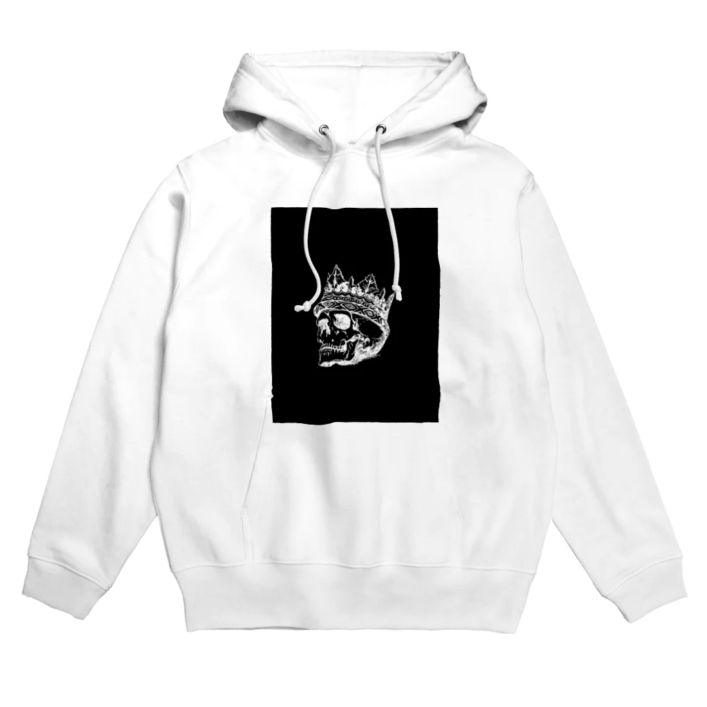 COOL&SIMPLEのBlack White Illustrated Skull King  Hoodie