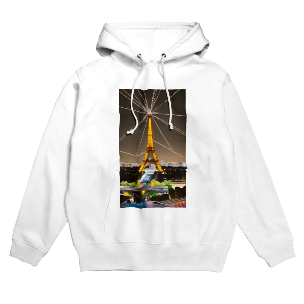 Owlのエッフェル塔 夜景 グッズ Hoodie