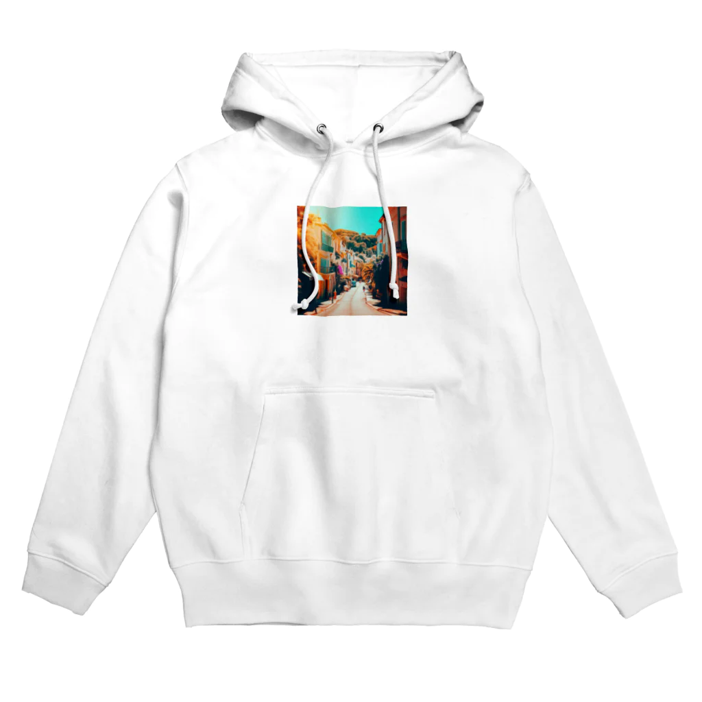 suzuri_tkの南仏の街並み、夏、明るく美しい、映画のような風景グッズ Hoodie