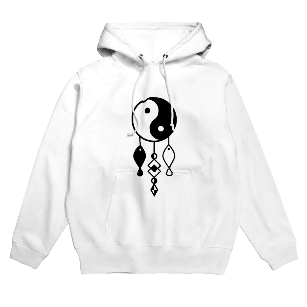 てかきひと よねやせふの陰陽太極図と双魚 (黒色) Hoodie