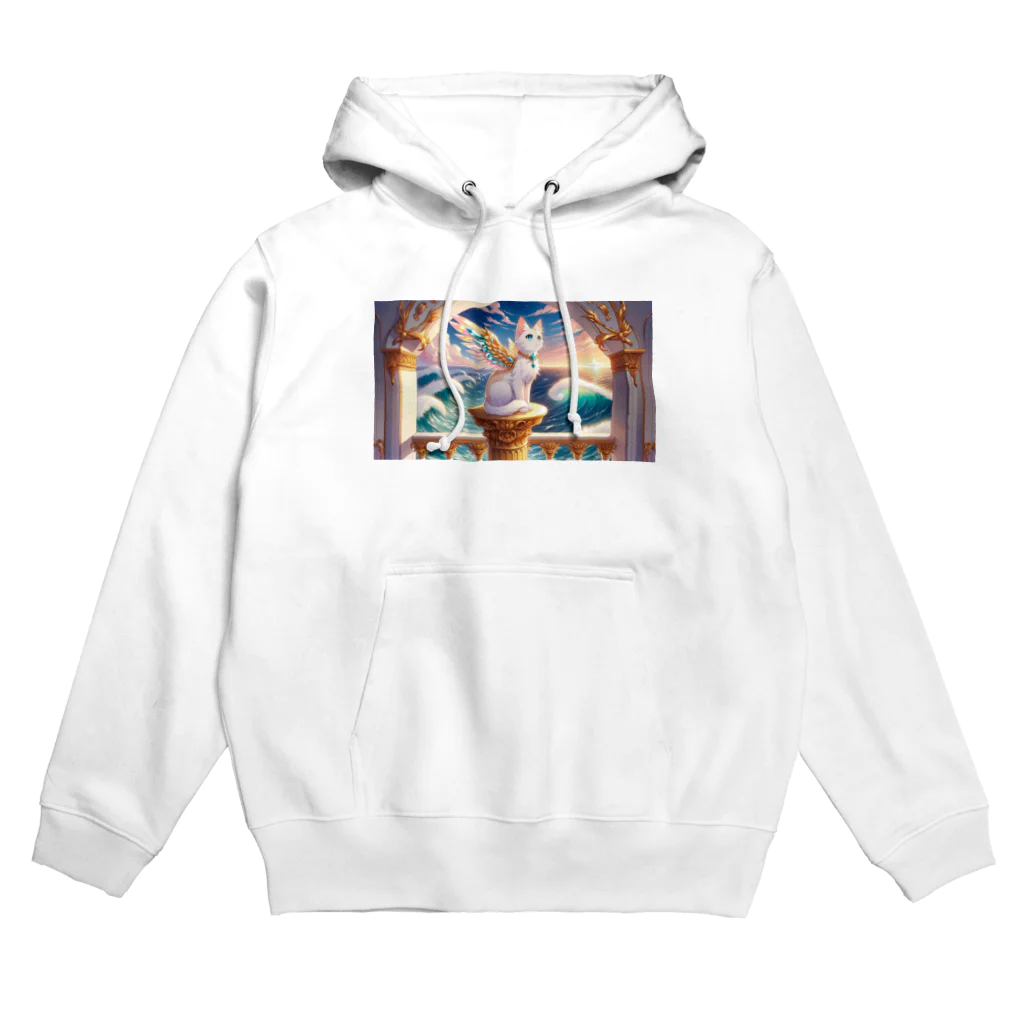 kenshiro_2246の海の城に住む翼を持つ猫 Hoodie