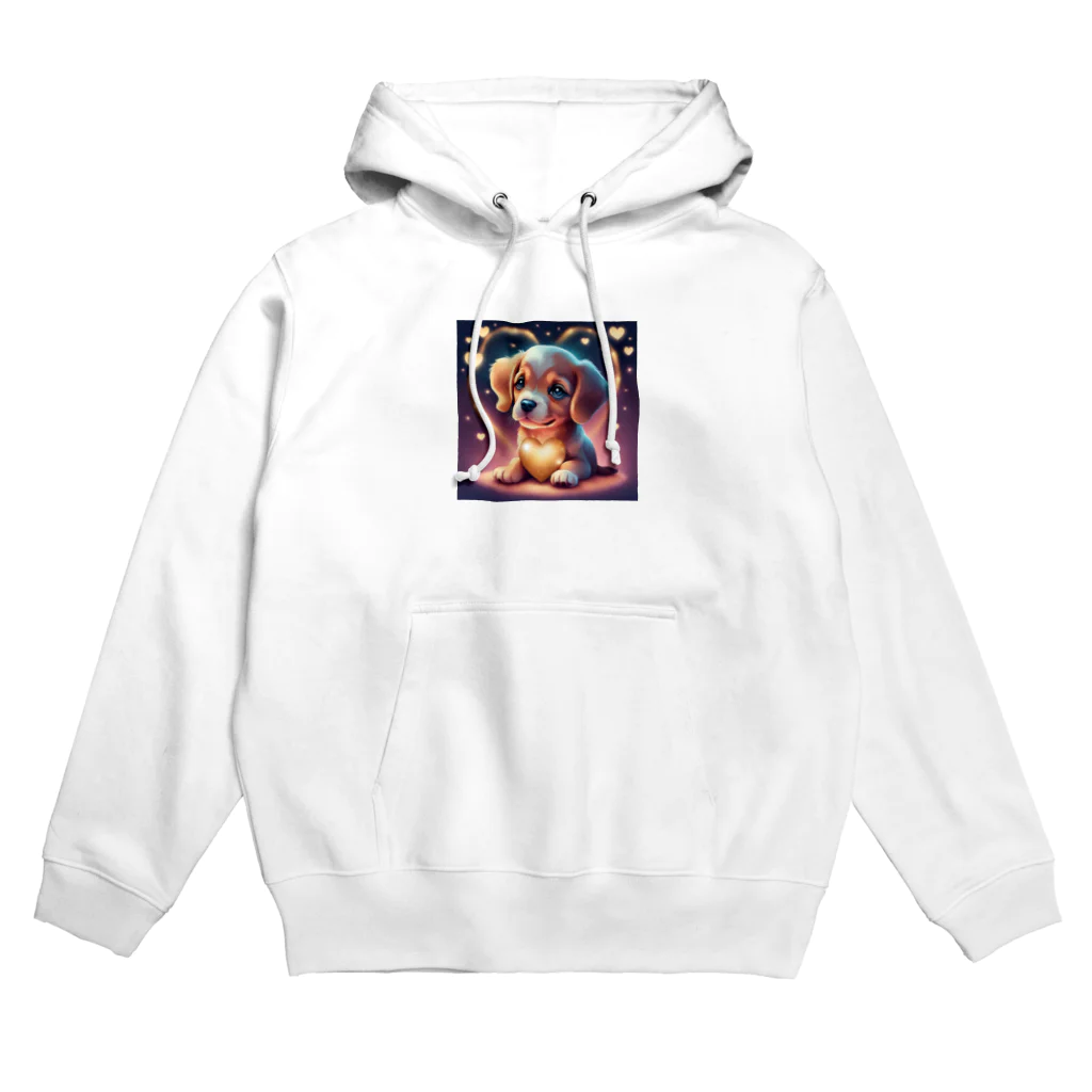 わんにゃんショップのキラキラハートの子犬ちゃん Hoodie