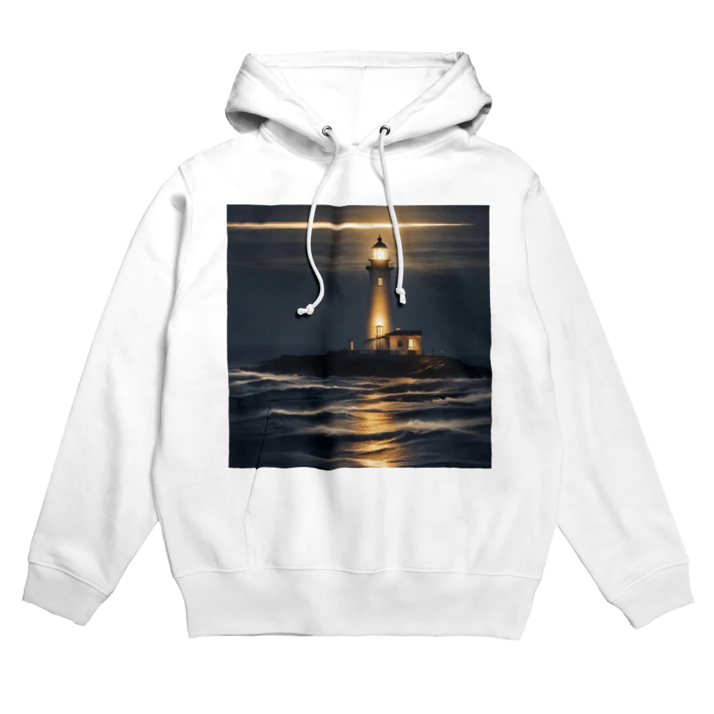 夜景ショップの幻想的な灯台のグッズ Hoodie