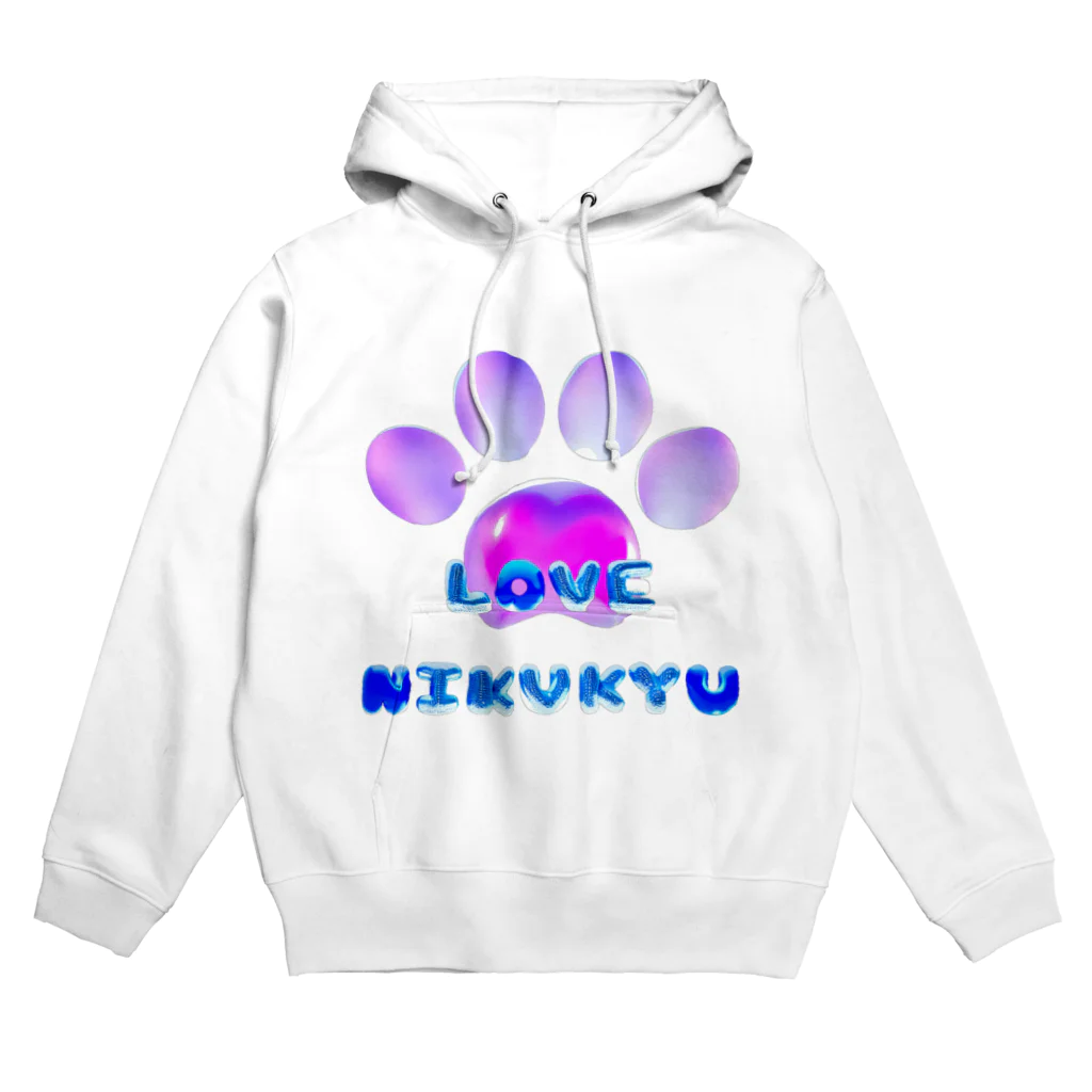 NIKUKYU LOVERのLOVE NIKUKYU -肉球好きさん専用 ブルーピンクバルーン - Hoodie