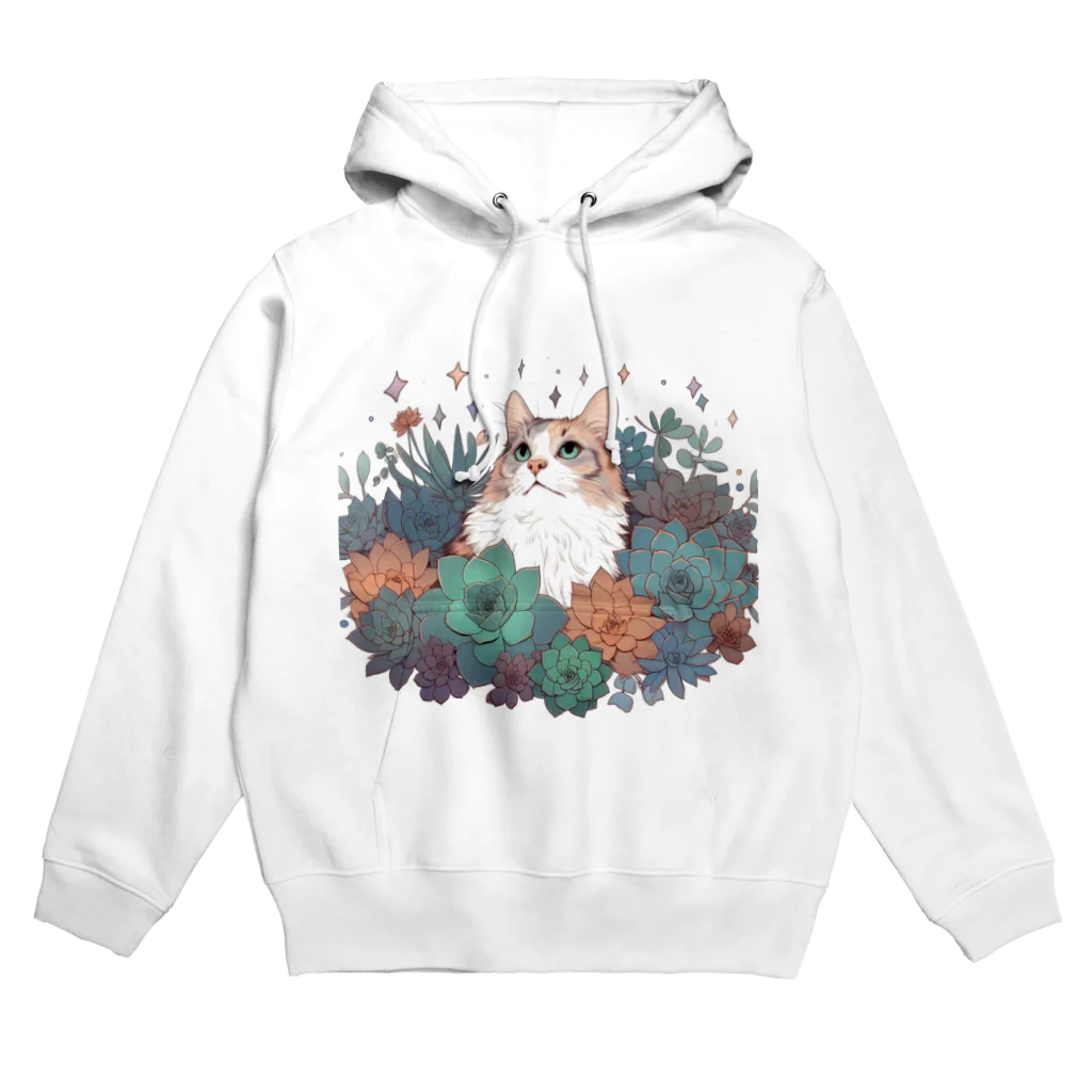 わんにゃんsucculentの猫と多肉 Hoodie