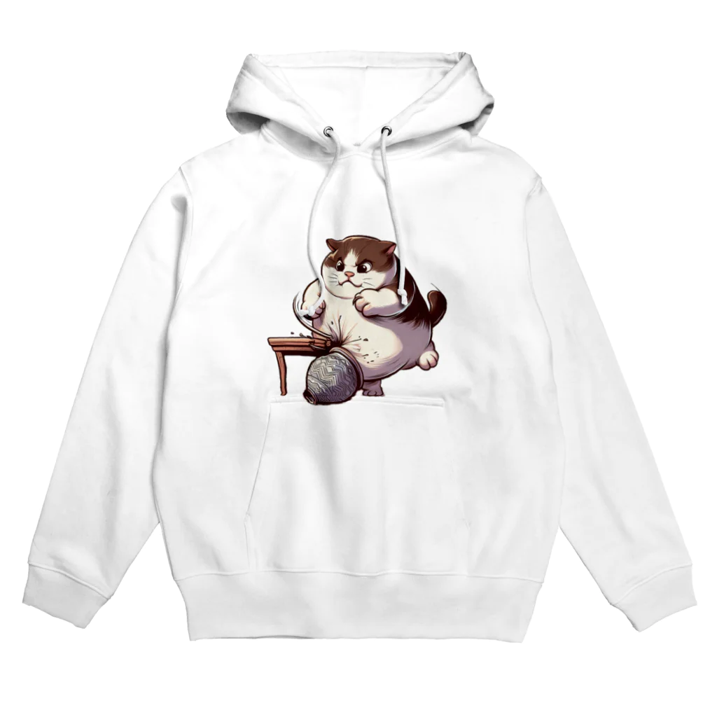 にゃんたれの怒っている太った猫 Hoodie