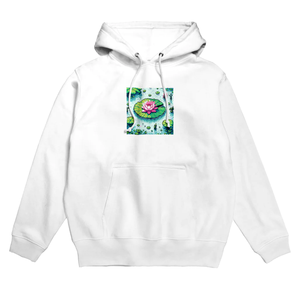 レインボーグリッターのハスの葉と花びら Hoodie