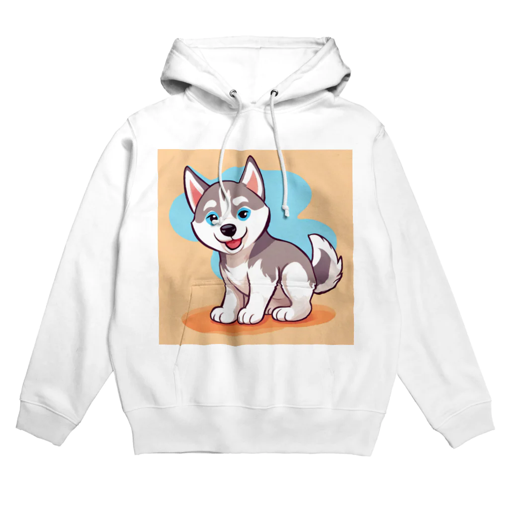 gobosyokaiのかわいいハスキーの子犬のイラストグッズC Hoodie