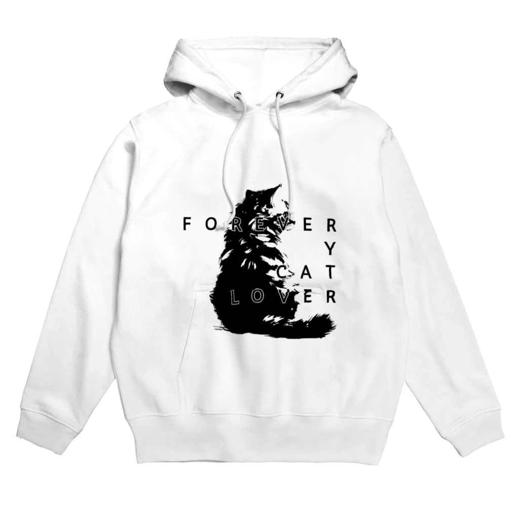 chubby the catのforever y cat lover (monochrome) Hoodie