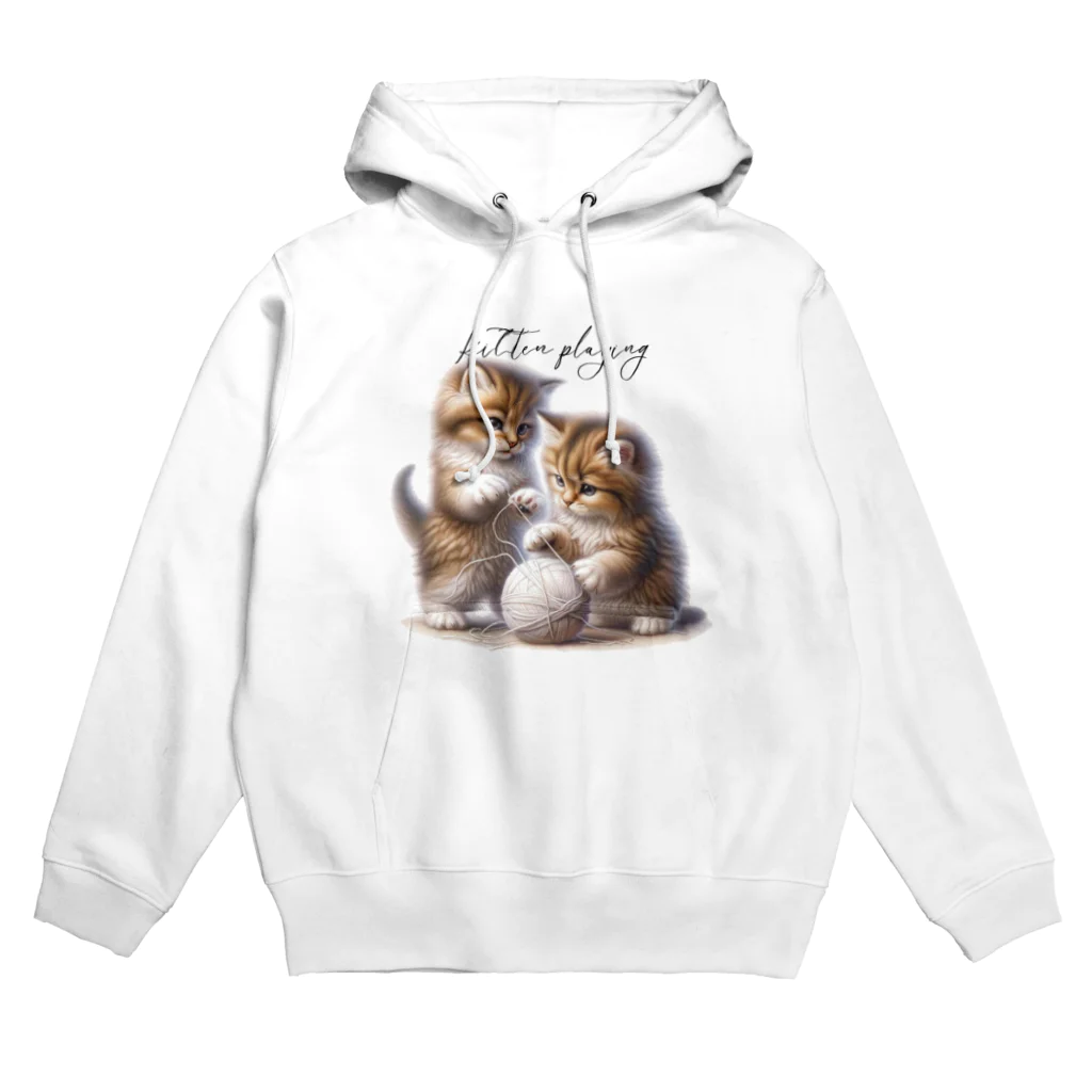 はんなり女史の毛糸玉と子猫 Hoodie