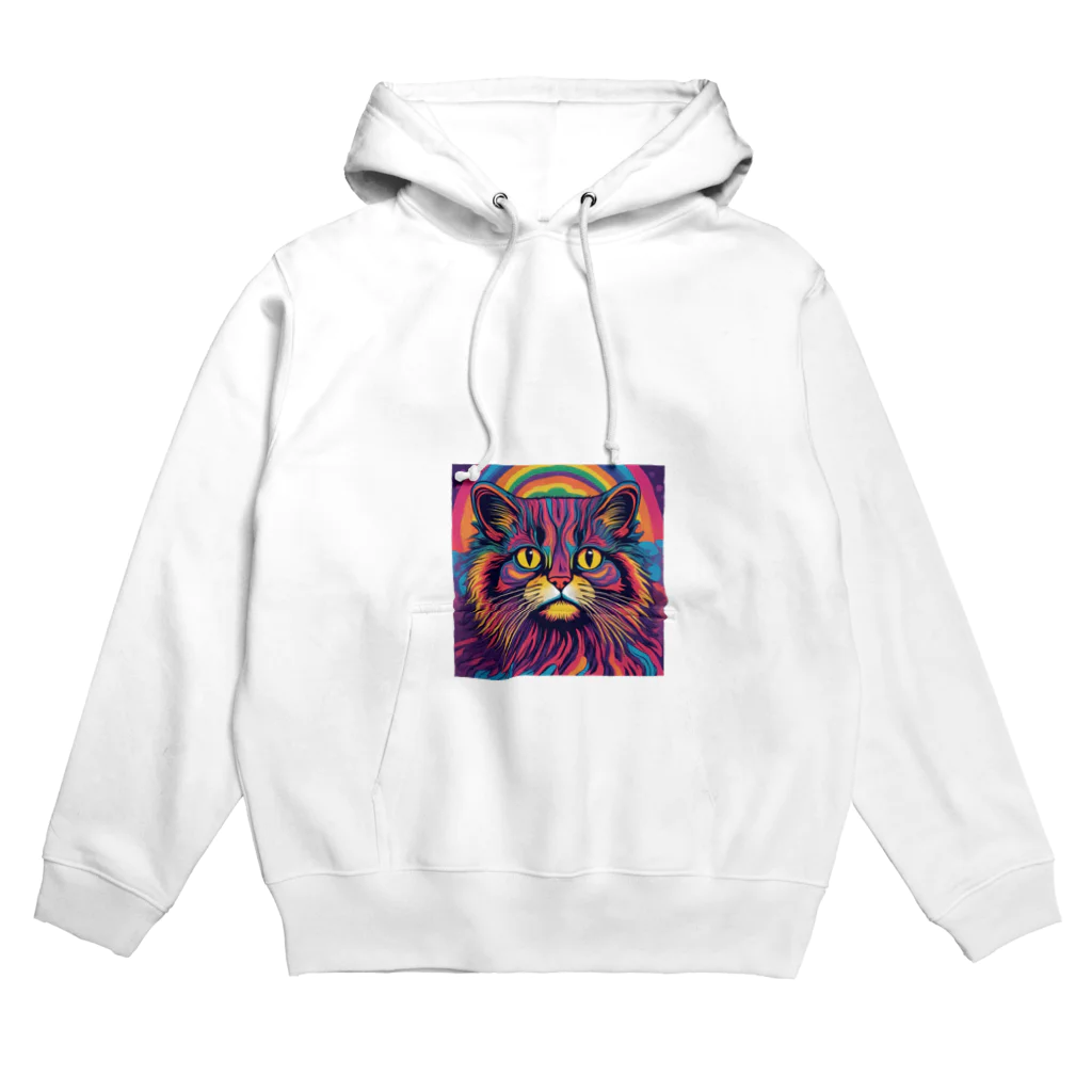 マヌル猫 Manul catのサイケなマヌル猫 Hoodie