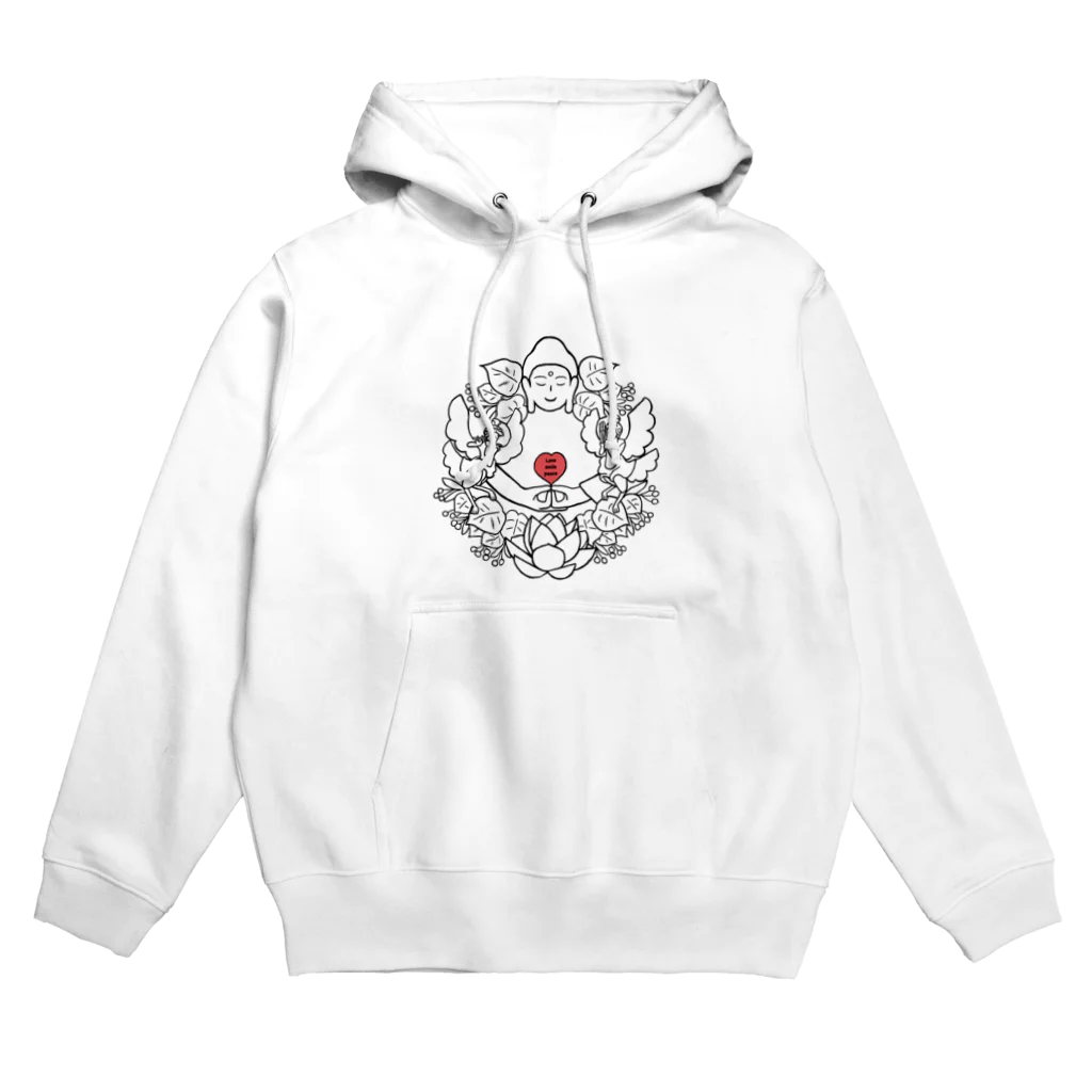 Bo tree teeのホトケサマリース(白赤) Hoodie