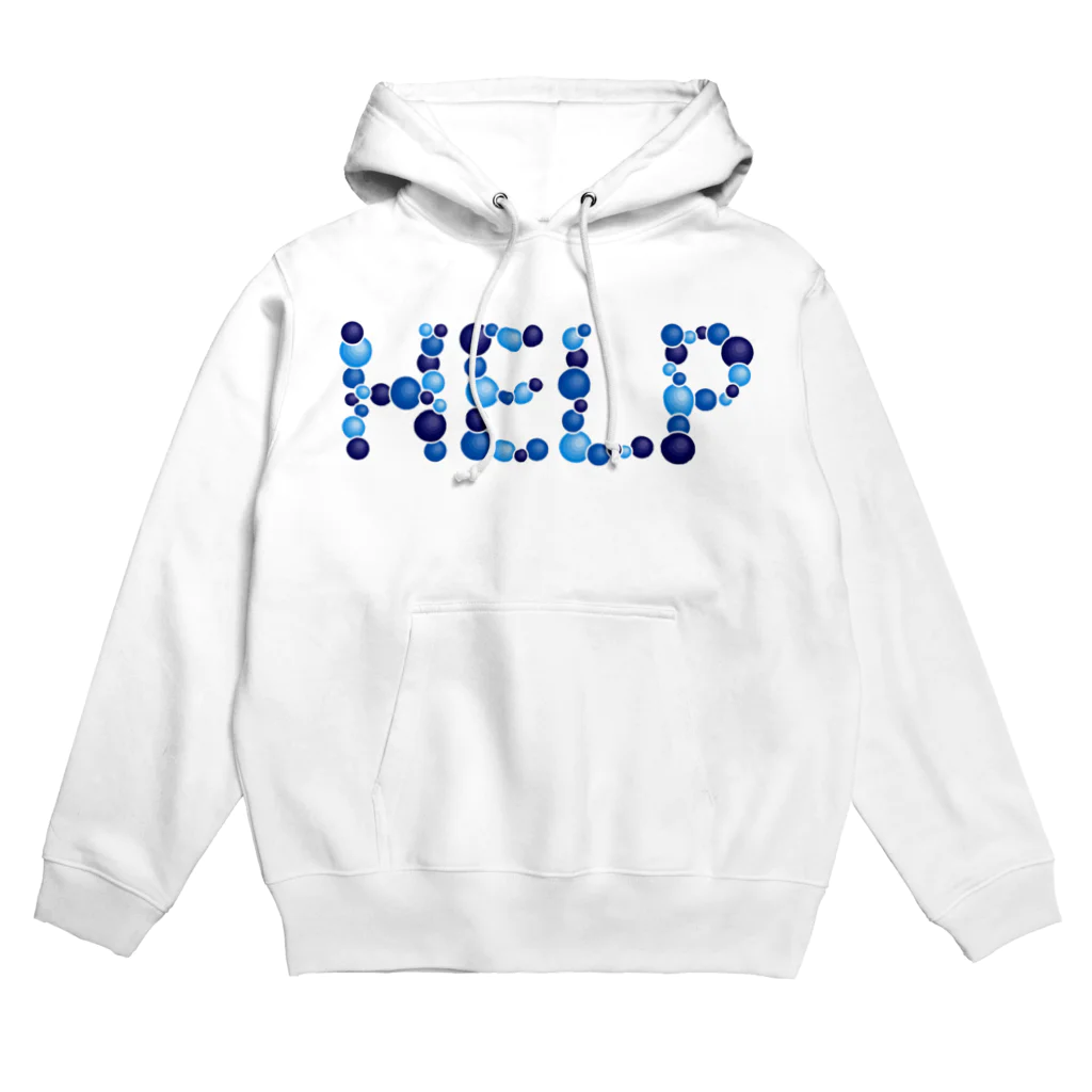 junichi-goodsのバルーン文字「HELP」（青色系） Hoodie