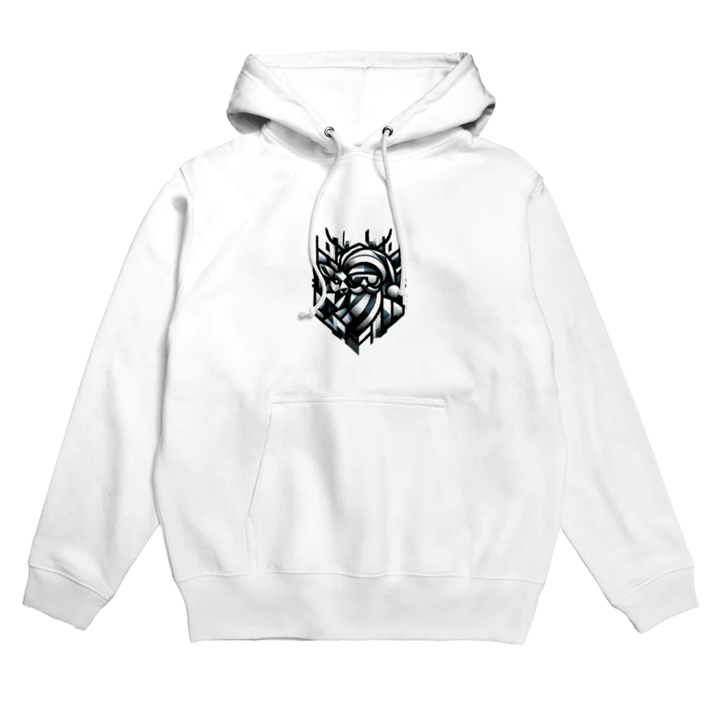 面白デザインショップ ファニーズーストアのダークサンタとトナカイ Hoodie