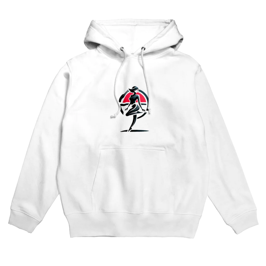 面白デザインショップ ファニーズーストアの片足立ちの美女 Hoodie