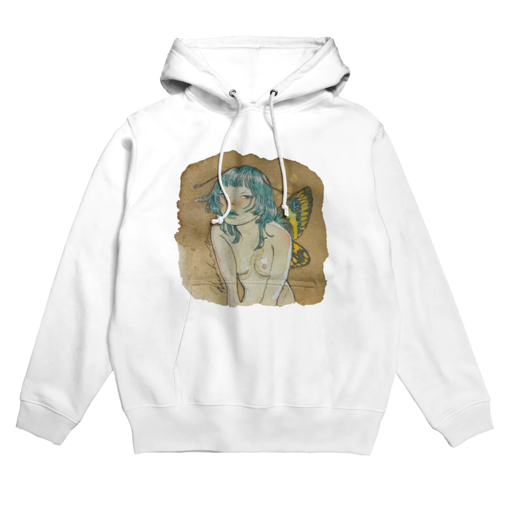 KushaMiの珈琲染めの蝶 Hoodie