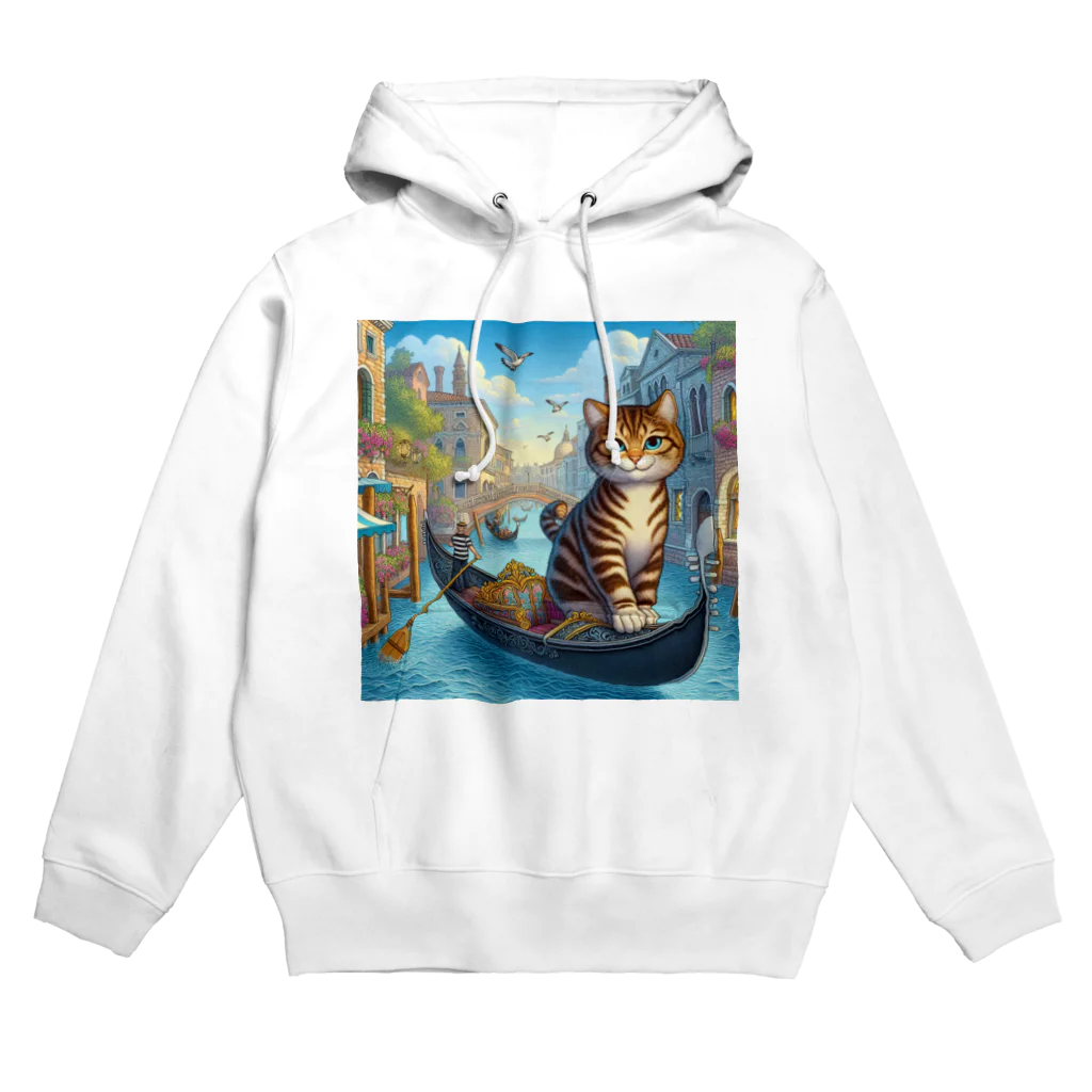 ニャーちゃんショップのヴェネツィアの水路でゴンドラに乗っているネコ Hoodie