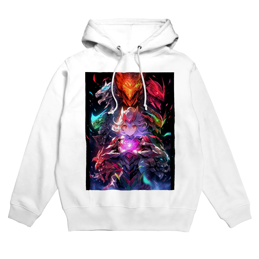 シロクマペンギンのドラゴンファイターガールwith竜の変身ヒーロー Hoodie