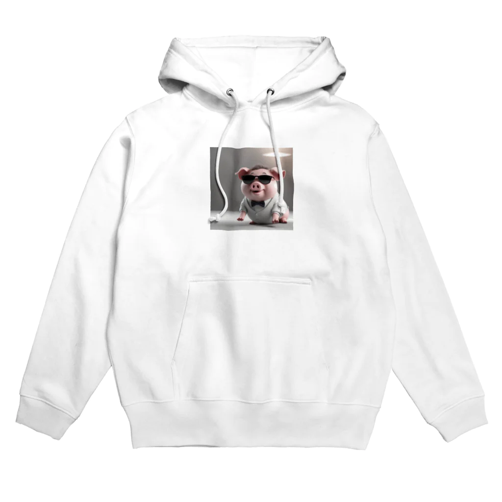 サングラスキャラのユニークなスタイルのサングラスをかけたブタ登場！ Hoodie