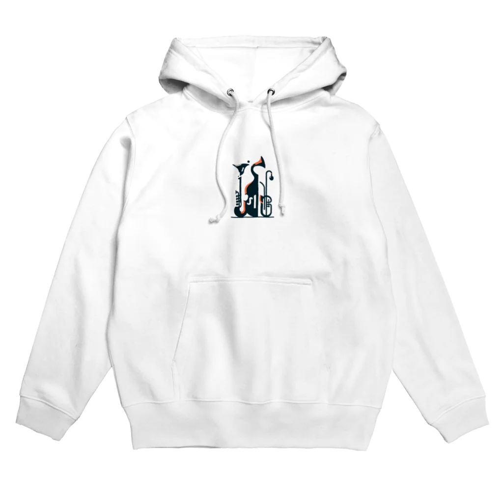 Yudanのアブストラクトな楽器のシルエット Hoodie