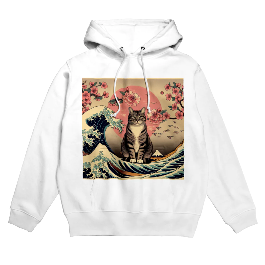 ParadigmStar　パラダイムスターの浮世絵猫　波桜 Hoodie