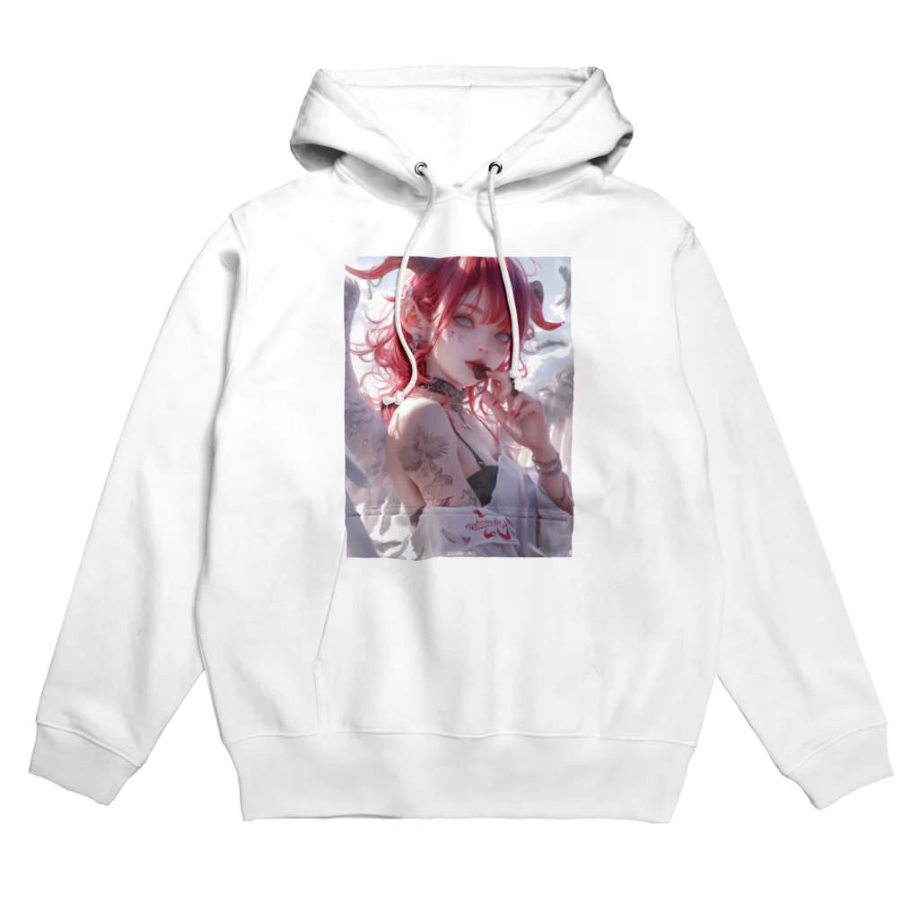 KAMIBUKROのチョコを咥える天使美女 Hoodie