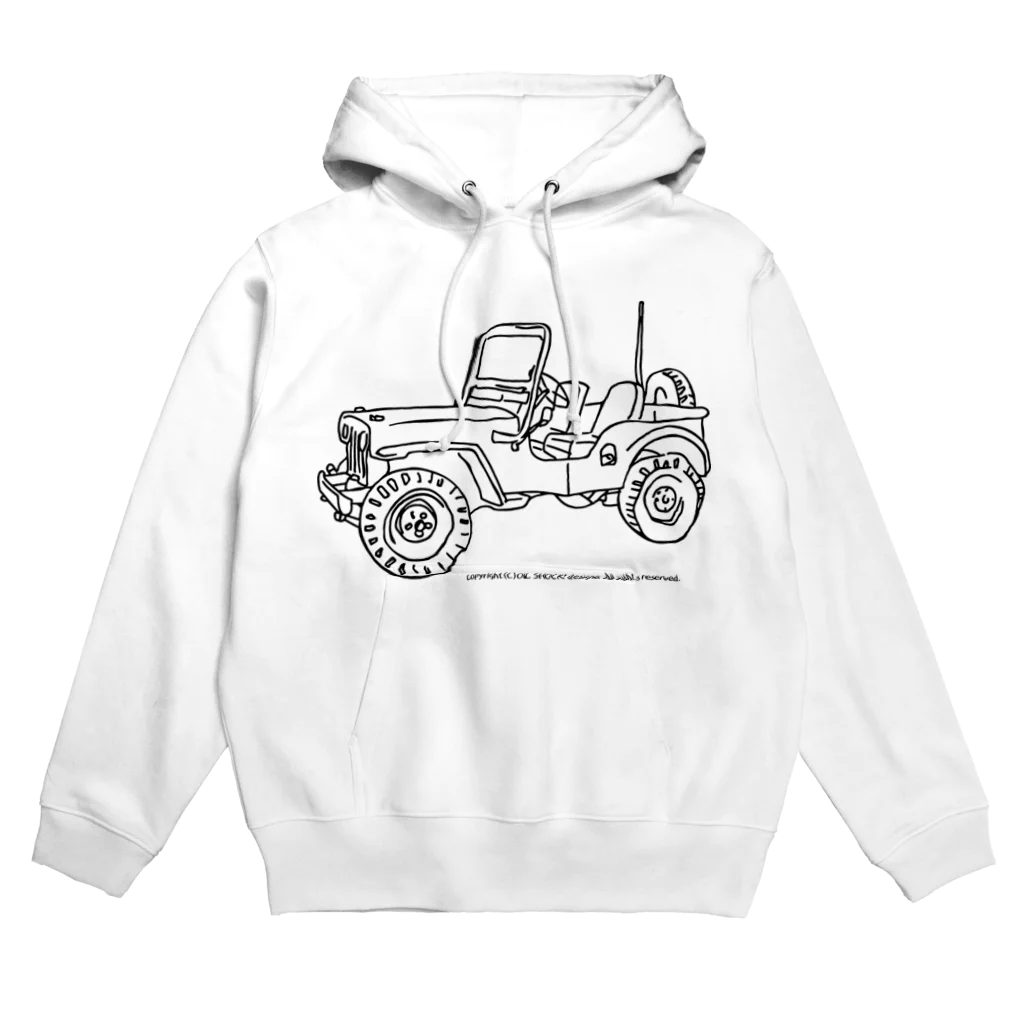 ファンシーTシャツ屋のJeep イラスト ライン画 パーカー