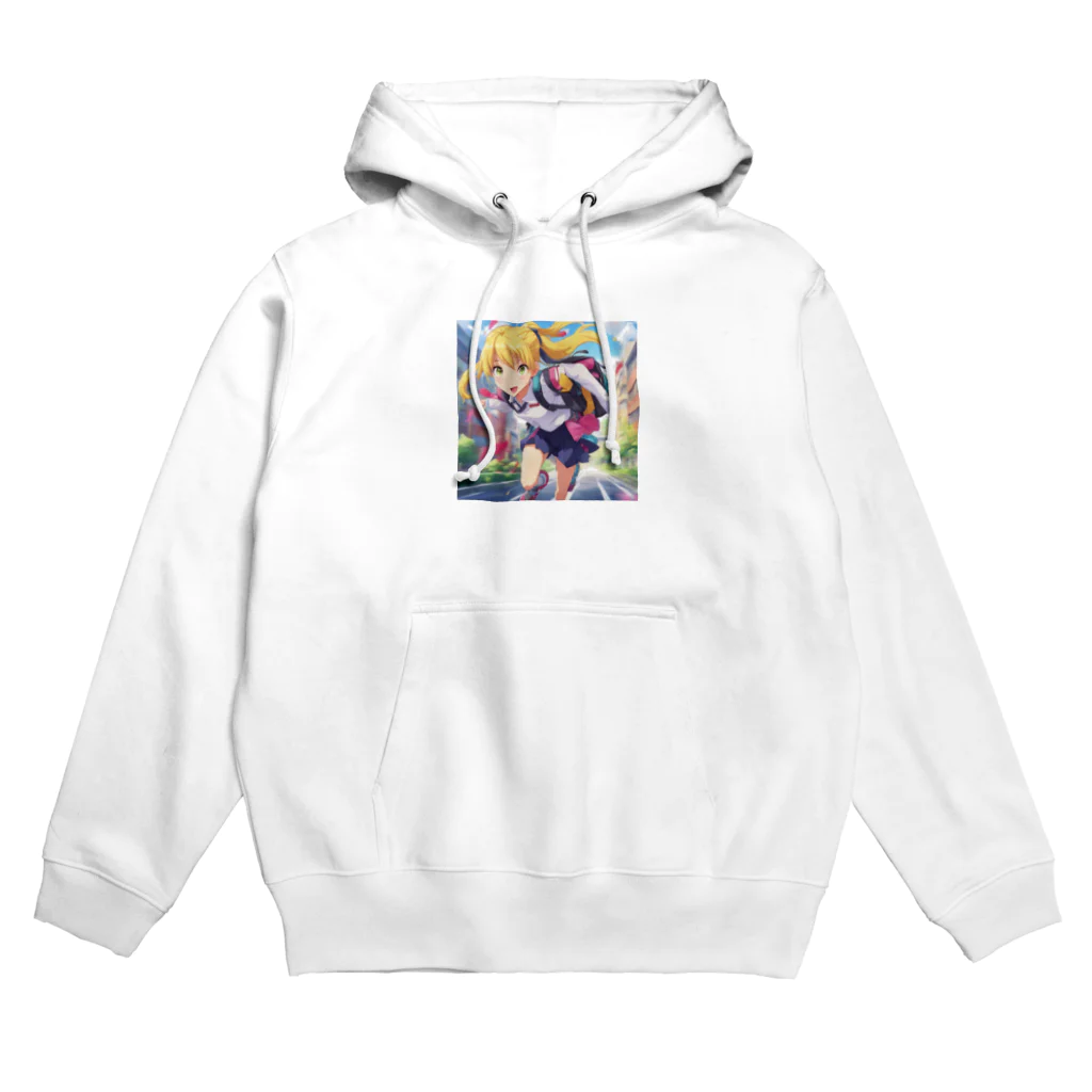 アニメ好きの野生味溢れる店J JK専門店の元気はつらつな、金髪ポニーテールJK Hoodie