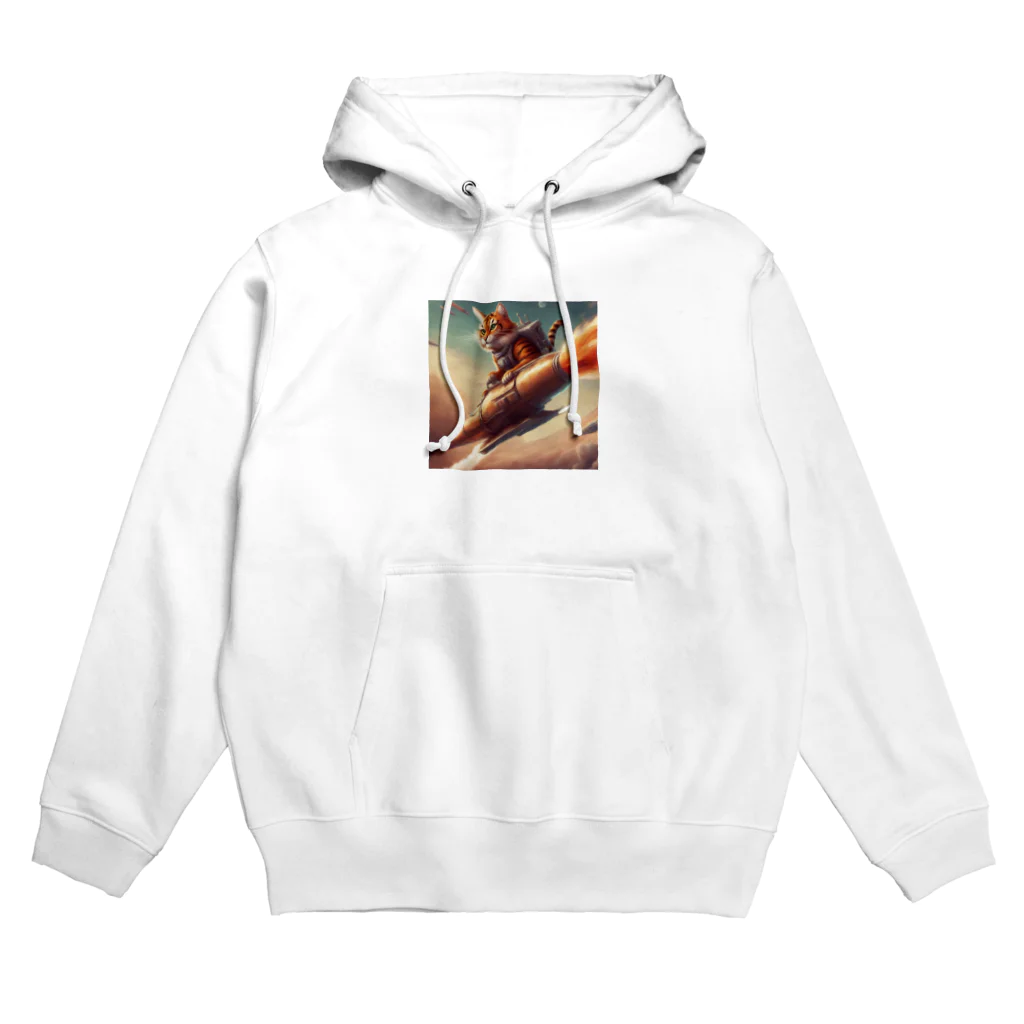 kotetsu_tyatoraのロケットに乗る茶トラ猫 Hoodie