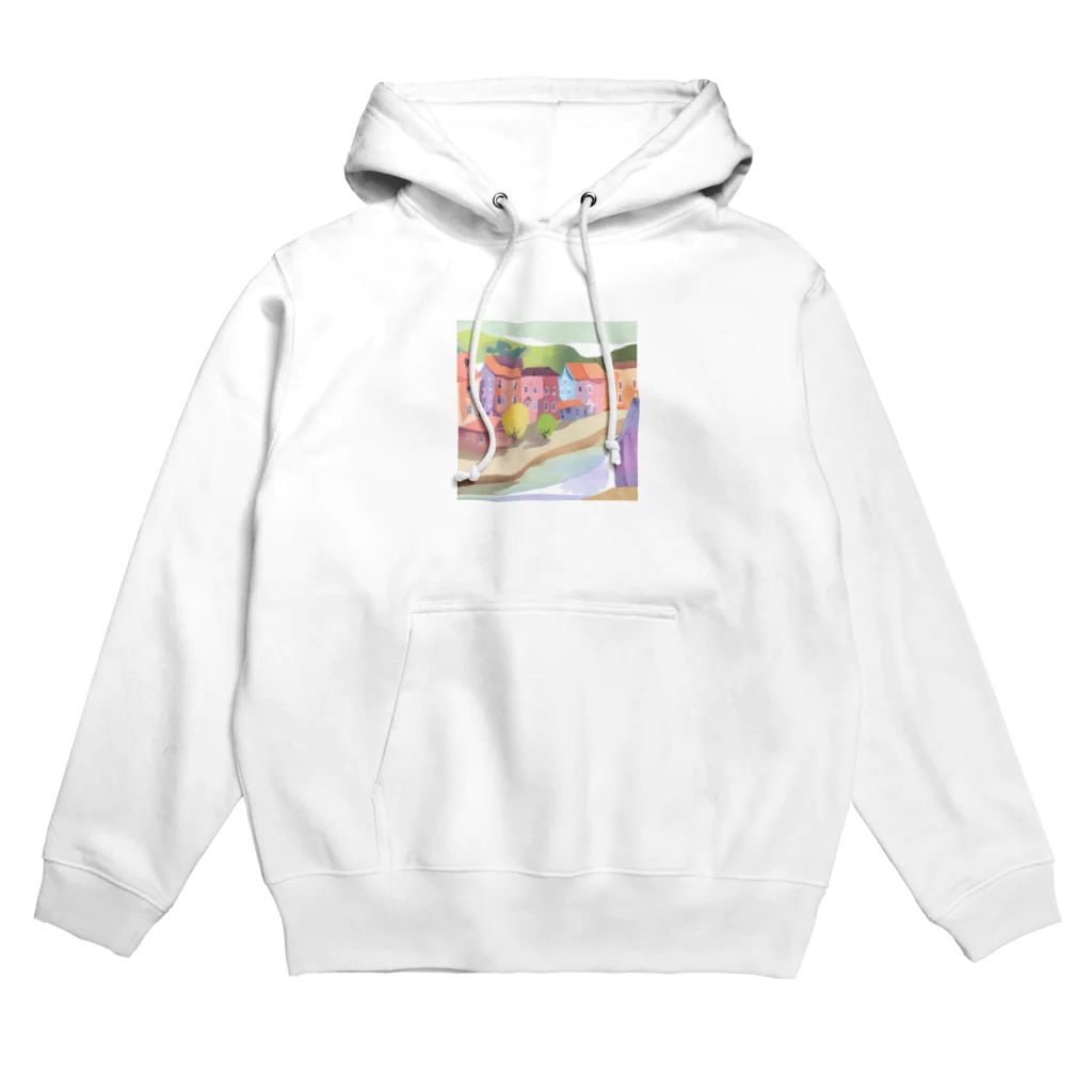 decnaの川沿いの街並み Hoodie