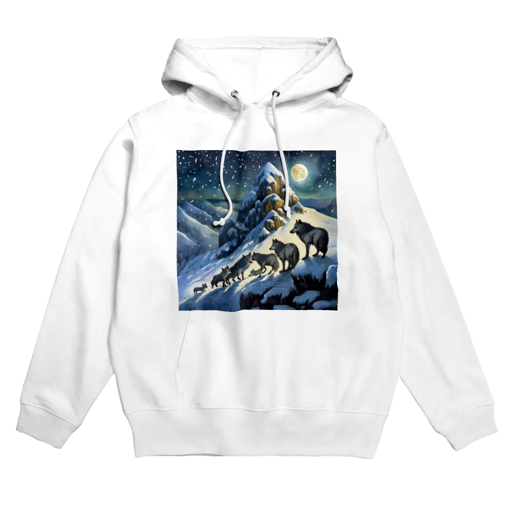 DREAMHOUSEの雪山のオオカミの群れ Hoodie