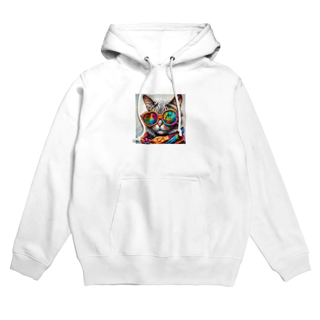 だんのんのカラフルメガネをかけた猫 Hoodie