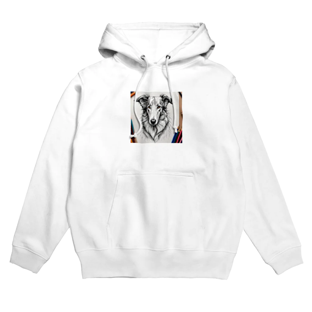 マニーのわんちゃんグッズの ボルゾイ（犬）をモチーフにしたわんちゃんNo.2 Hoodie