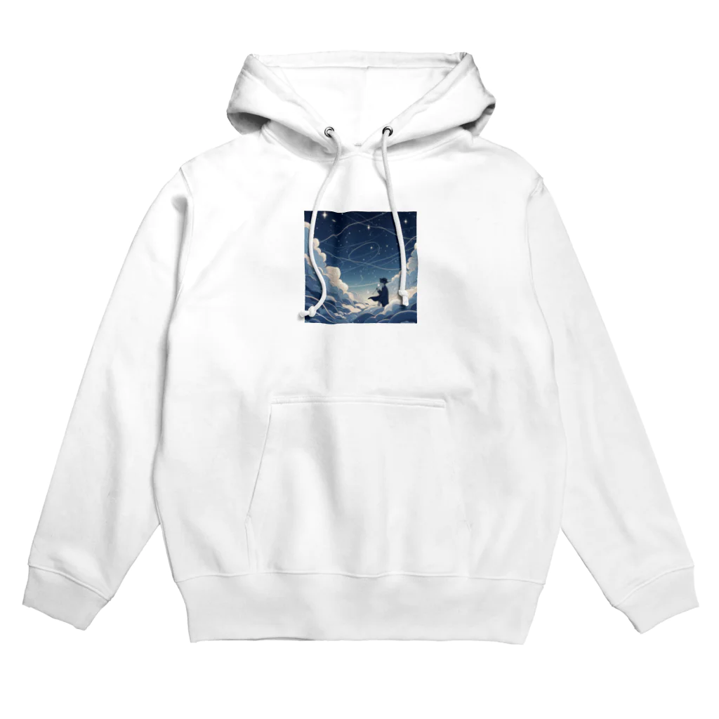 ゴマゴマ5050の鮮やかな世界に包まれた、幻想的な雲の中をかける少年。風 Hoodie