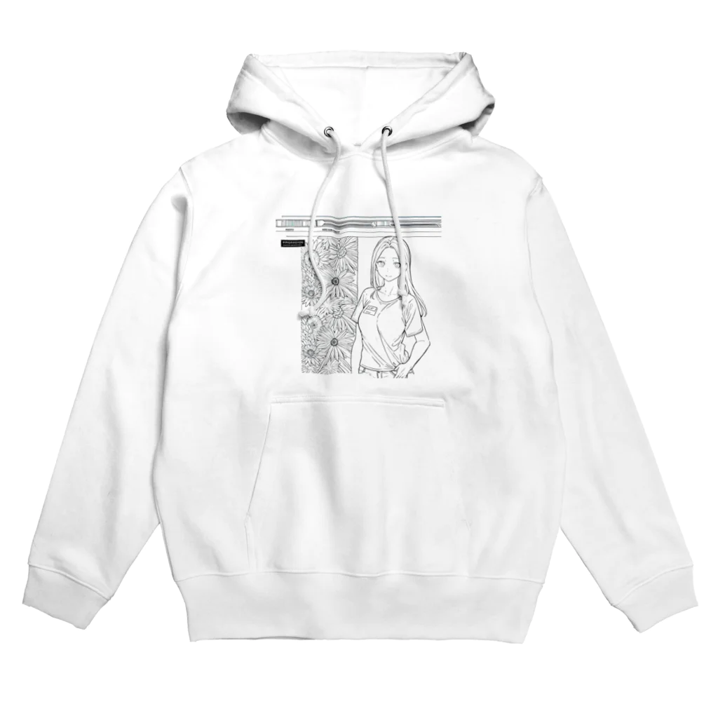 猫集めの爽やかな女性が描かれた線画 Hoodie