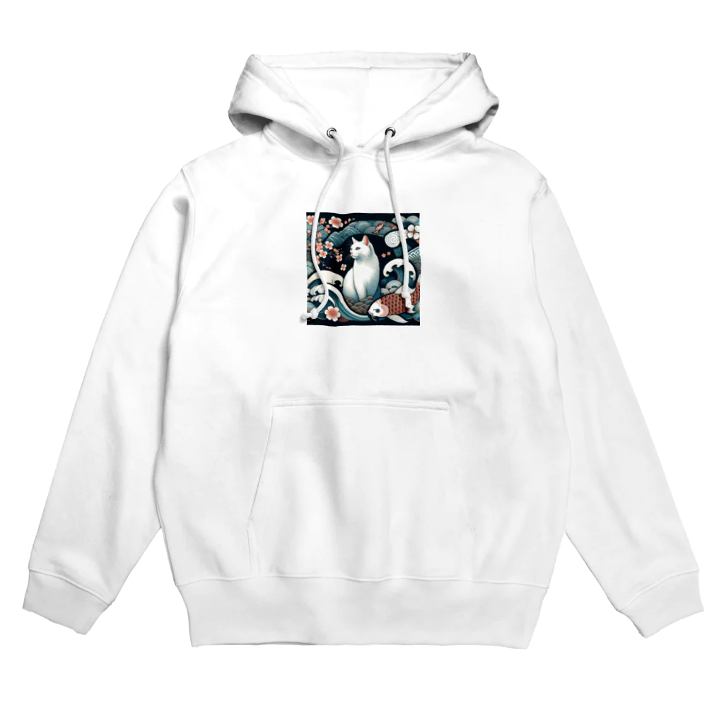 EMAKIの和紋様 x 猫　鯉と桜と波 Hoodie